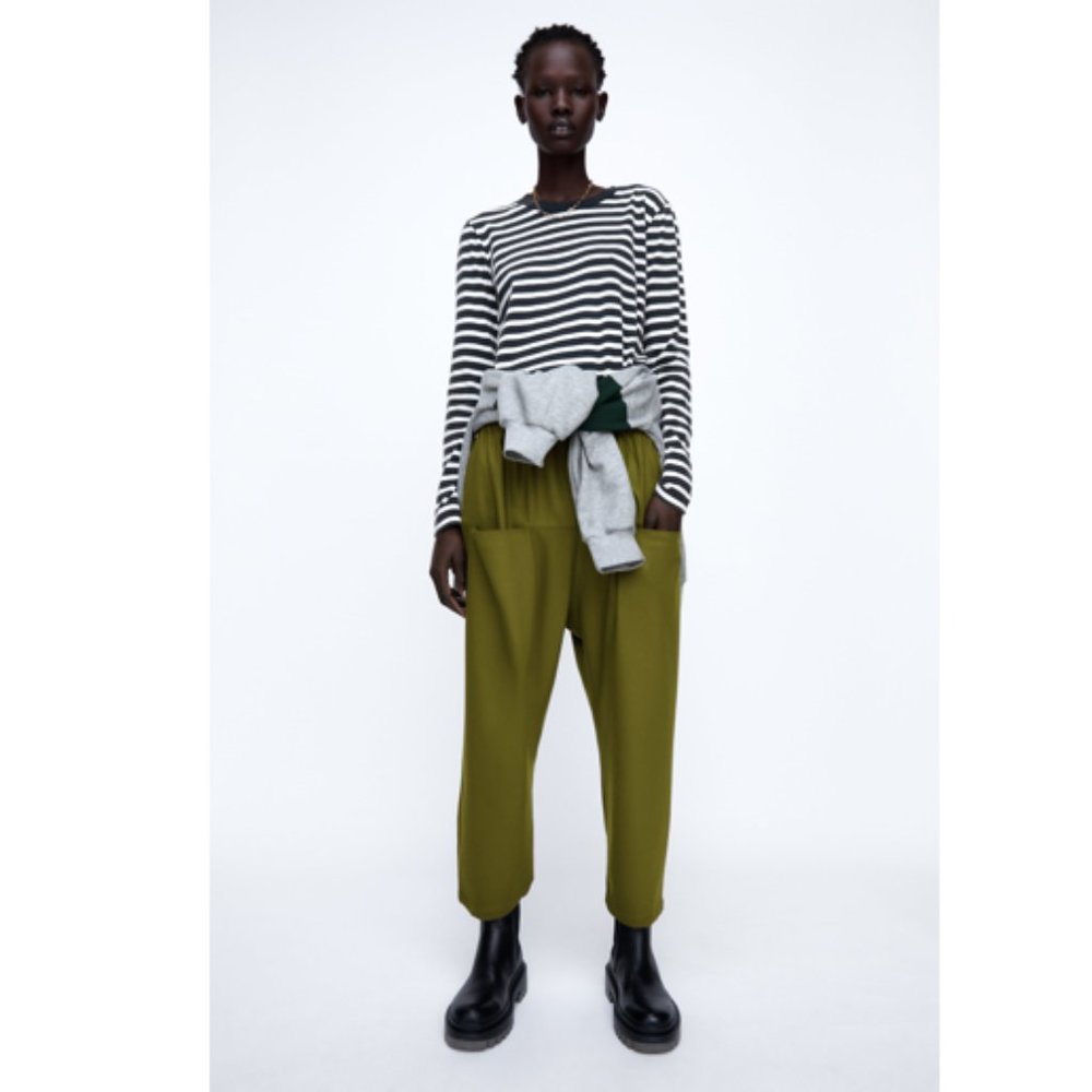 Zara Green Slouchy Ankle Pants
